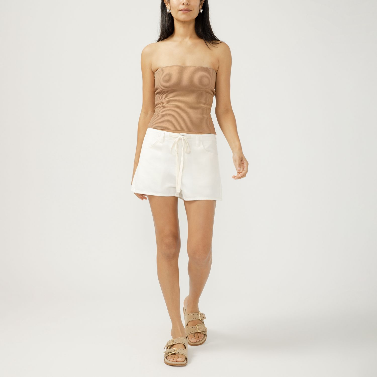 Silver Short en denim fluide écru cordon à la taille L53609LCC677