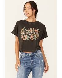 Girl Dangerous T-Shirt coupe ample crop vintage black imprimé Yellowstone SP264-112