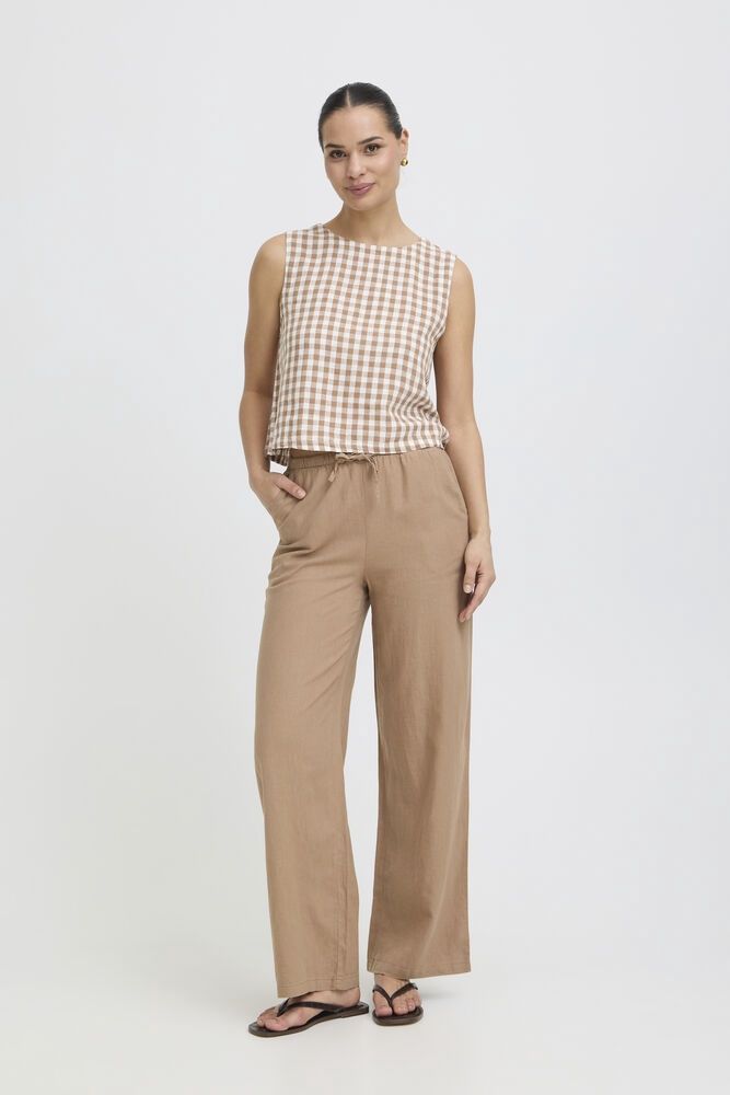 B.Young Haut sans manches à carreaux offwhite et brun boutonnière au dos 20818824