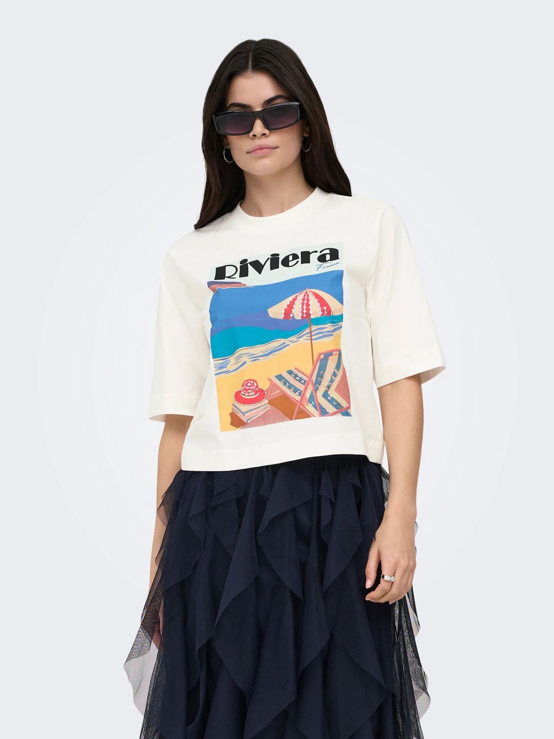 Only T-Shirt crop offwhite col rond image Riviera 15375753