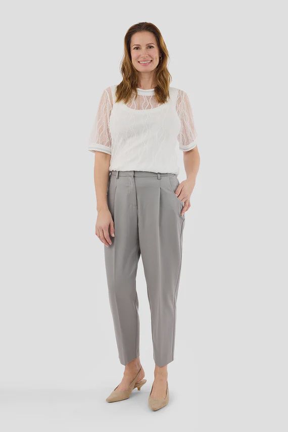 B Copenhagen Haut dentelle blanc manches courtes bordure argent 220256