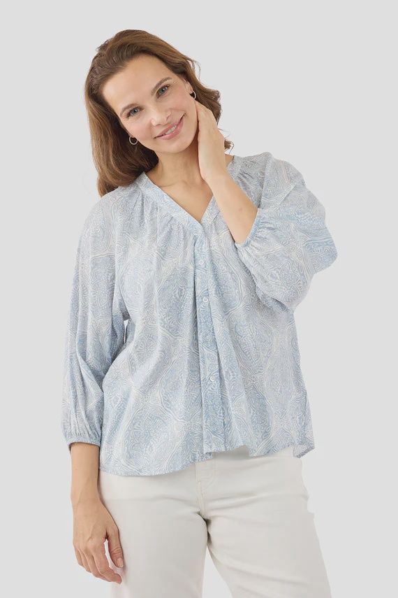 B Copenhagen Blouse manches longues imprimé bleu 219930