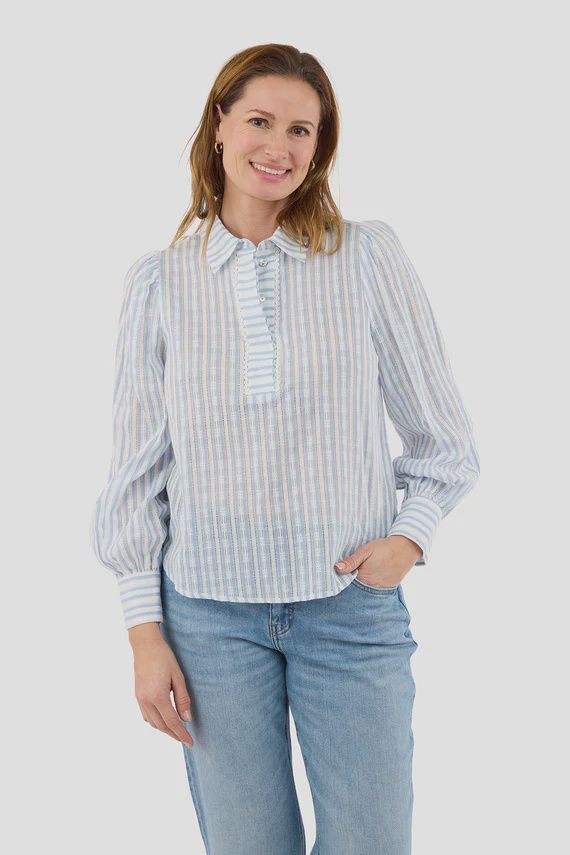 B Copenhagen Blouse rayures bleues manches longues 219810