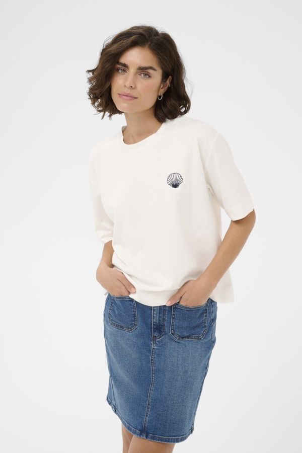 Kaffe T-Shirt offwhite broderie coquillage marine 10511796