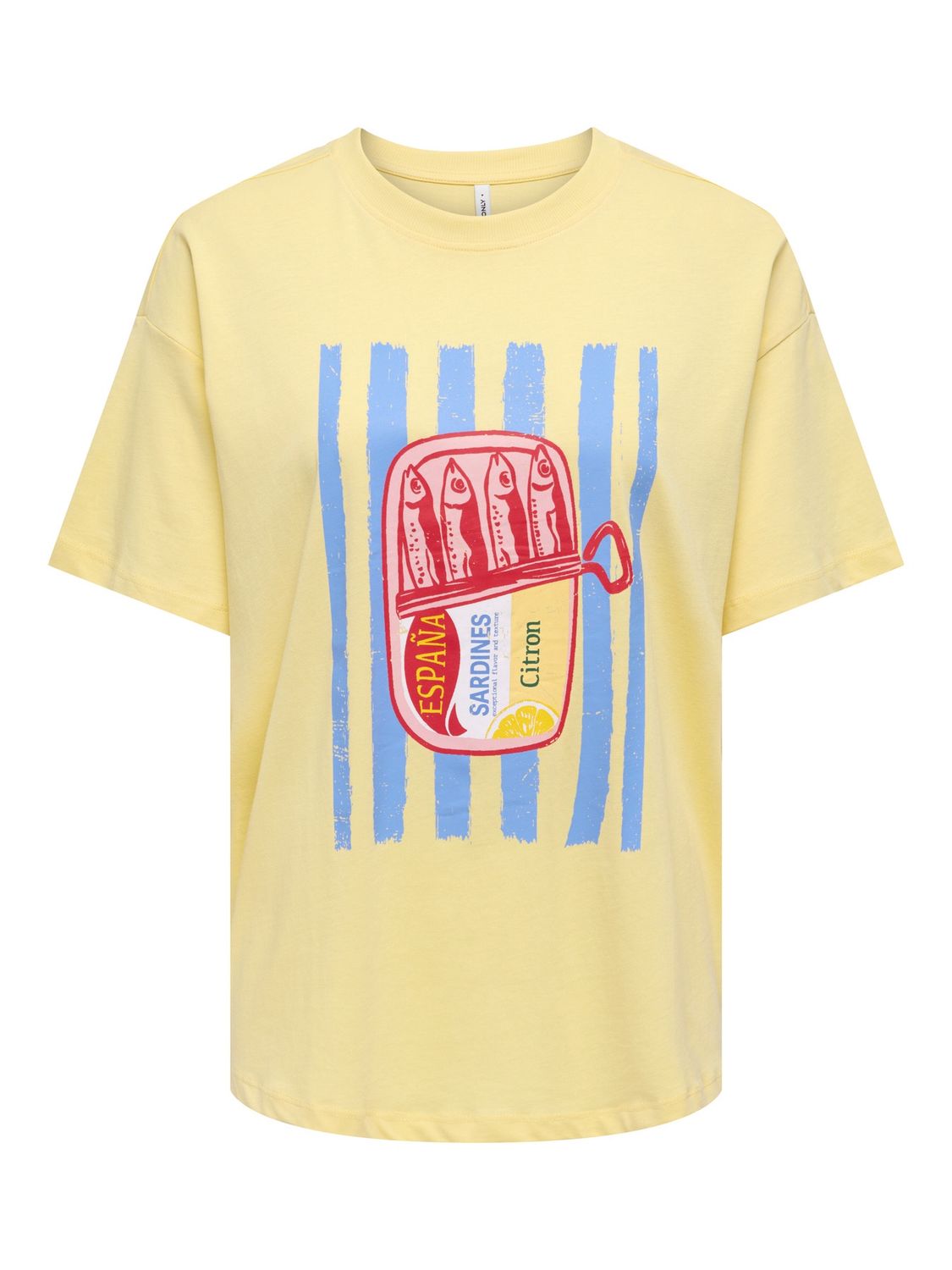 Only T-Shirt coupe ample jaune sunlight imprimé Sardine 15346761