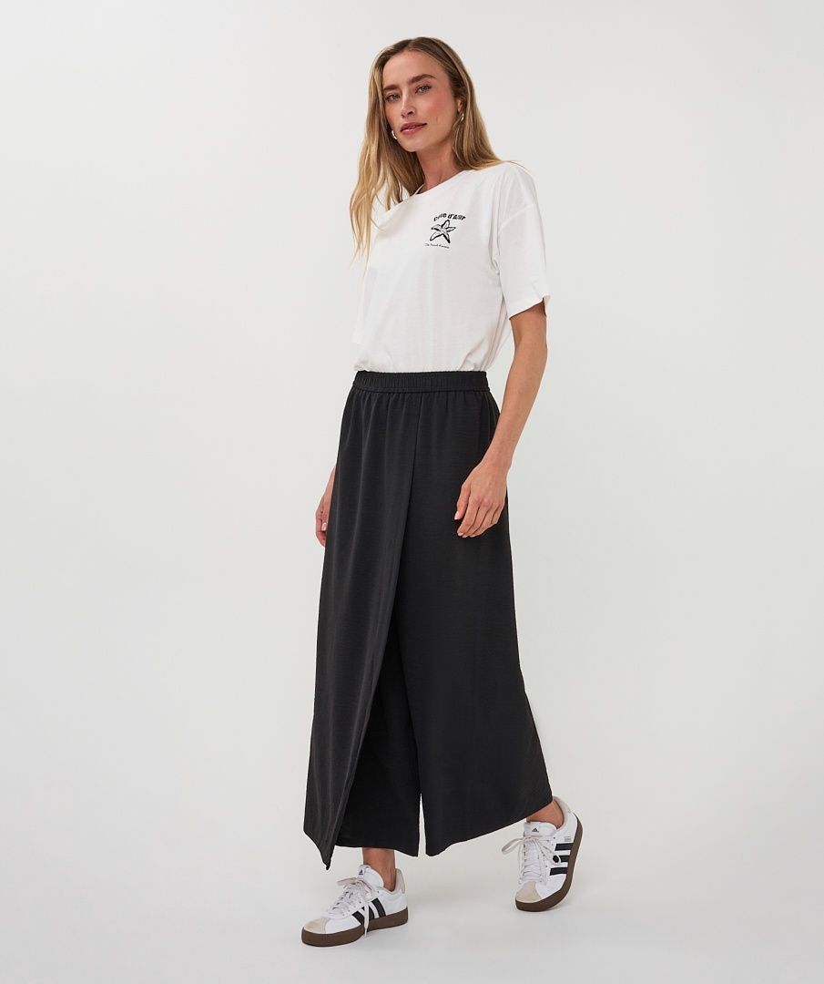 Esqualo Trousers overlap pantalon effet jupe avec panneau avant noir  2610222