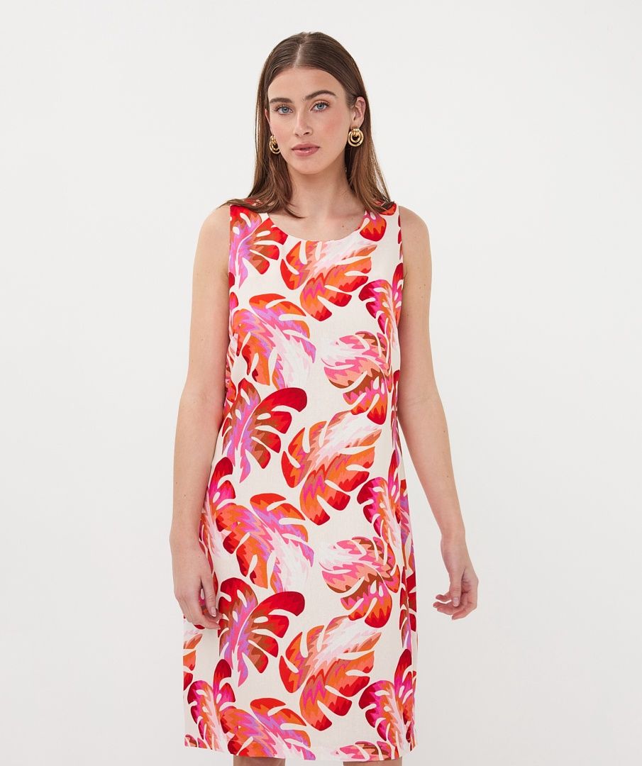 Esqualo Robe sans manches imprimé feuille rouge/rose Wonders 2610206