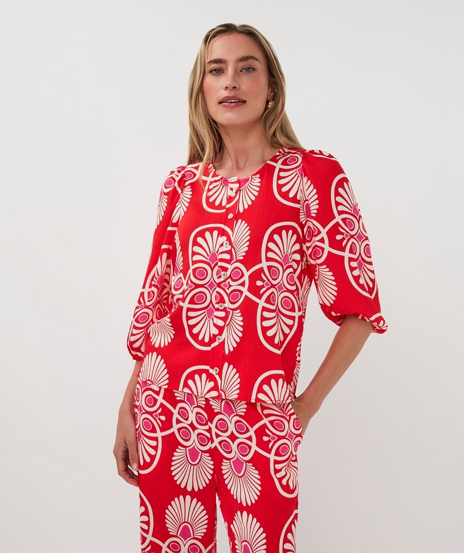 Esqualo Blouse col rond rouge imprimé Heartfelt 2610203