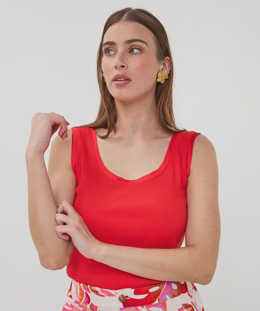 Esqualo Camisole tricot rib rouge 2630208