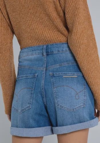 Lezalez Short boyfriend denim bleu moyen 0139E