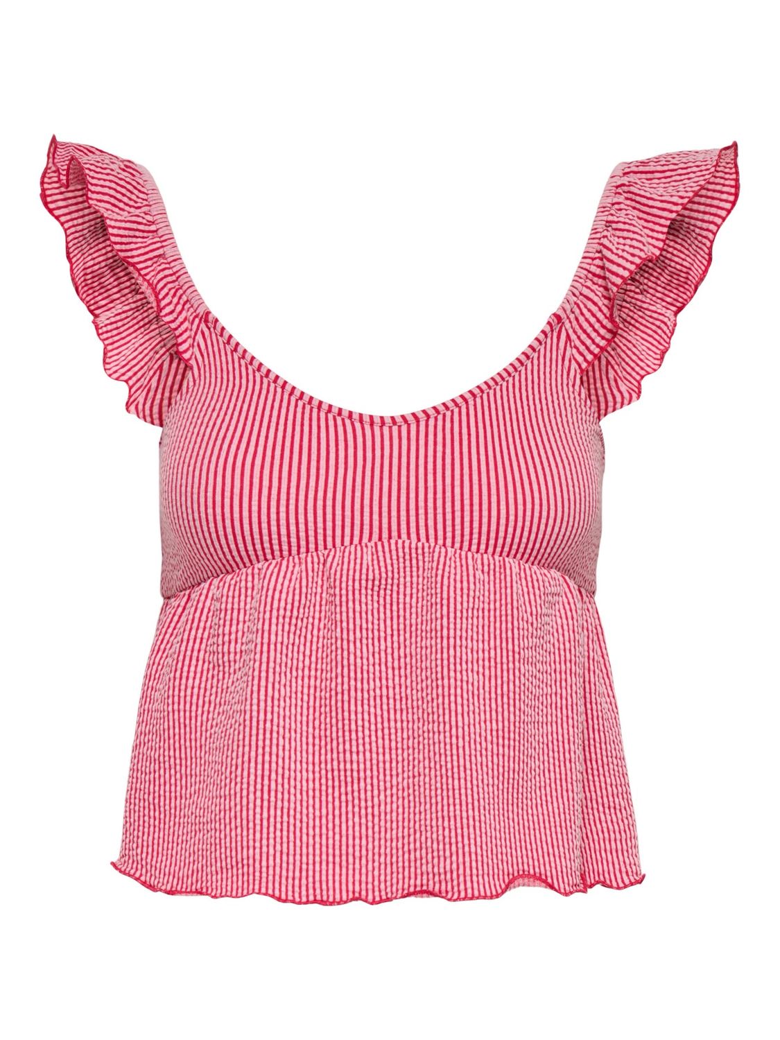 Only Haut manches volants rayures rouges 15375272