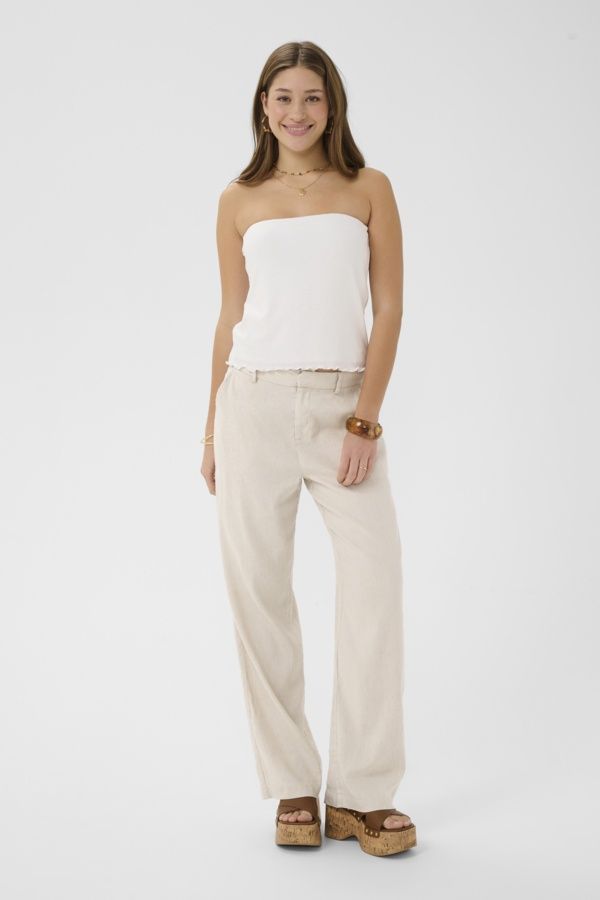 Cream Pantalon lin avoine mélange 10615011