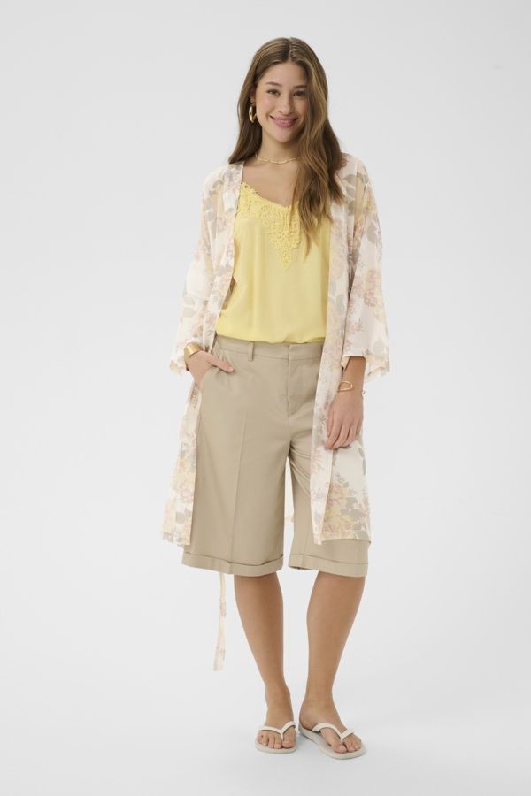 Cream Kimono motif floral jaune 10615107