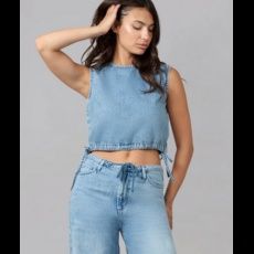 Lola Jeans Pantalon REMY denim Wide leg Trouser 32 de longueur taille mi-haute Daydream wash