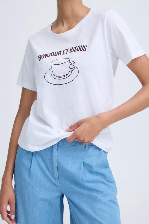 BYoung T-Shirt offwhite manches courtes col rond Bonjour et Bisous 20819013