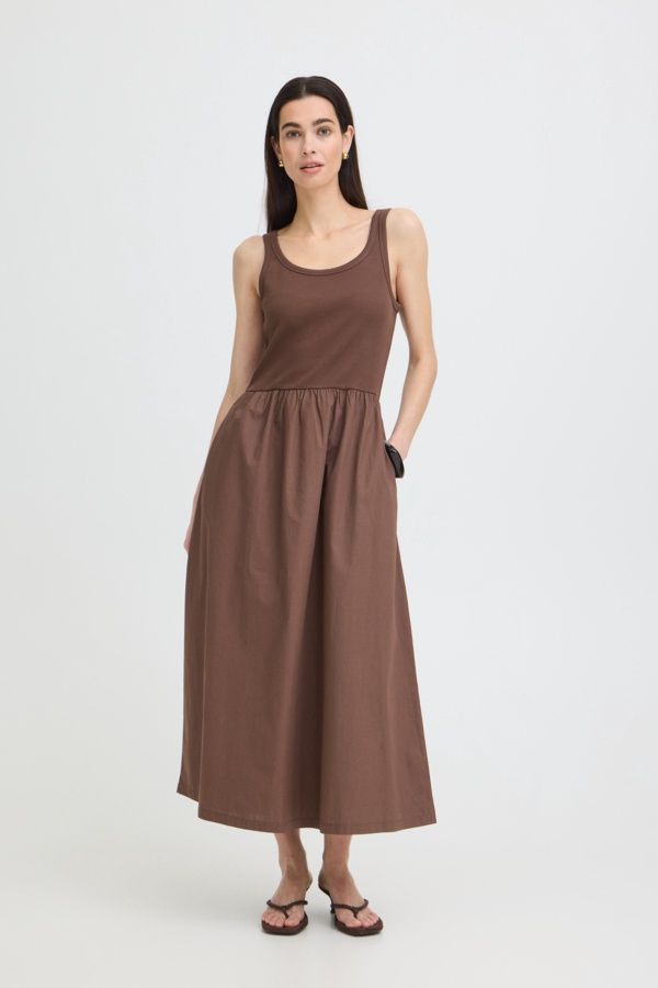 BYoung Robe midi sans manches brun café 20818936