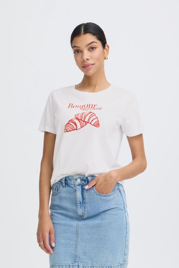 BYoung T-Shirt offwhite manches courtes col rond Bonjour ma chérie  20819013