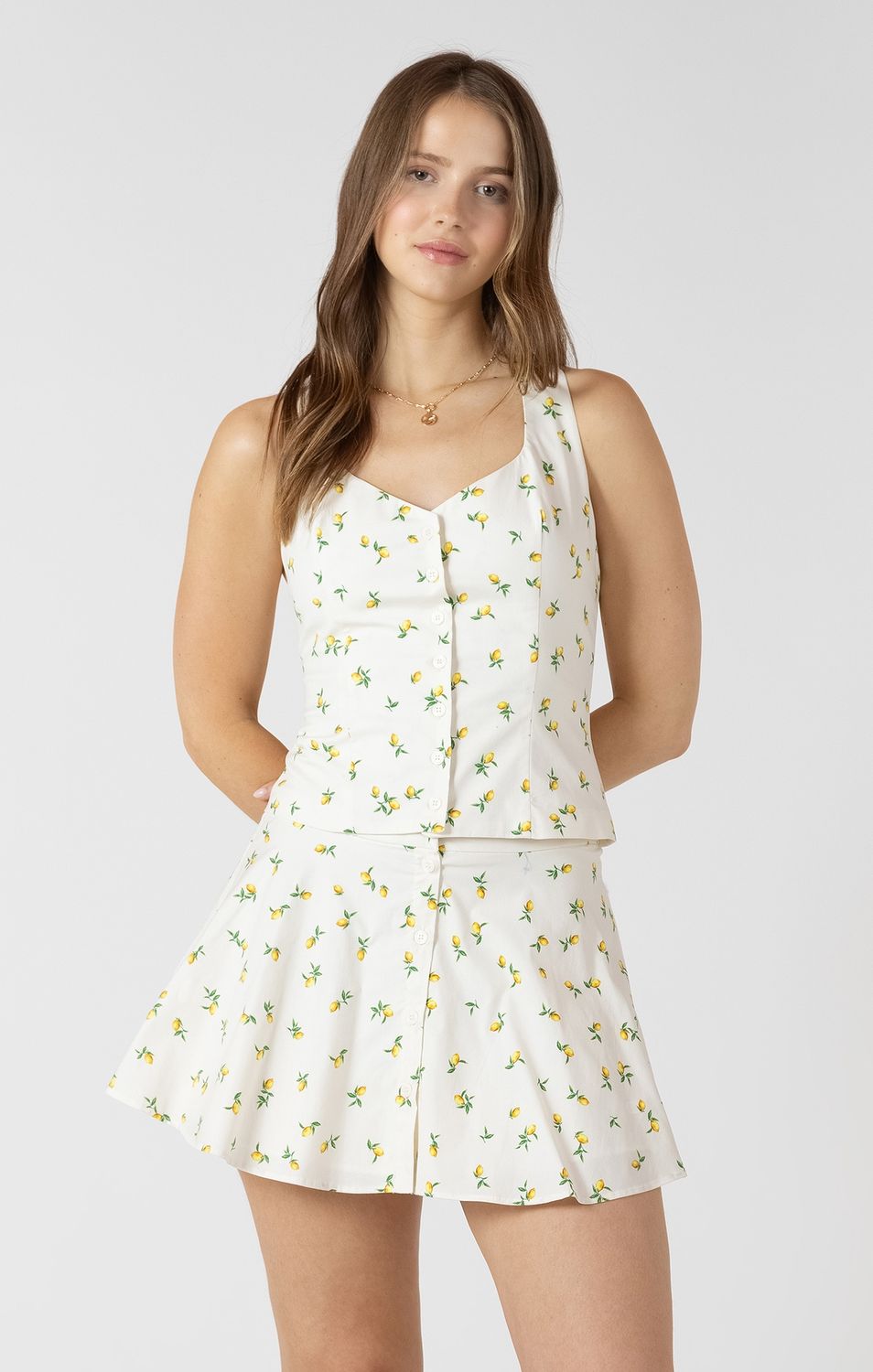 Dex Haut attaché au cou boutons avant imprimé Citron 2723508