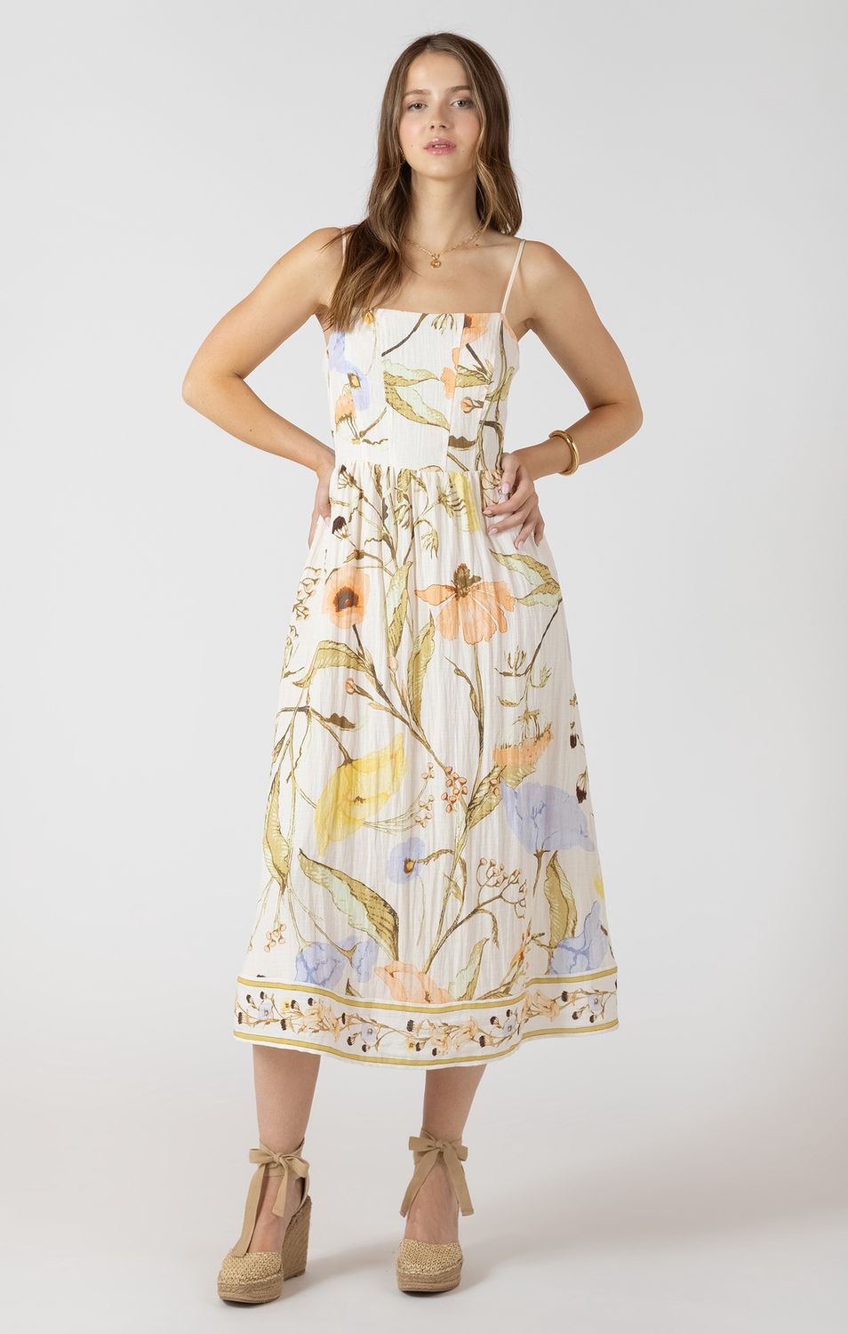 Dex Robe midi fines bretelles ajustables smoked detail Vintage Garden 2722515