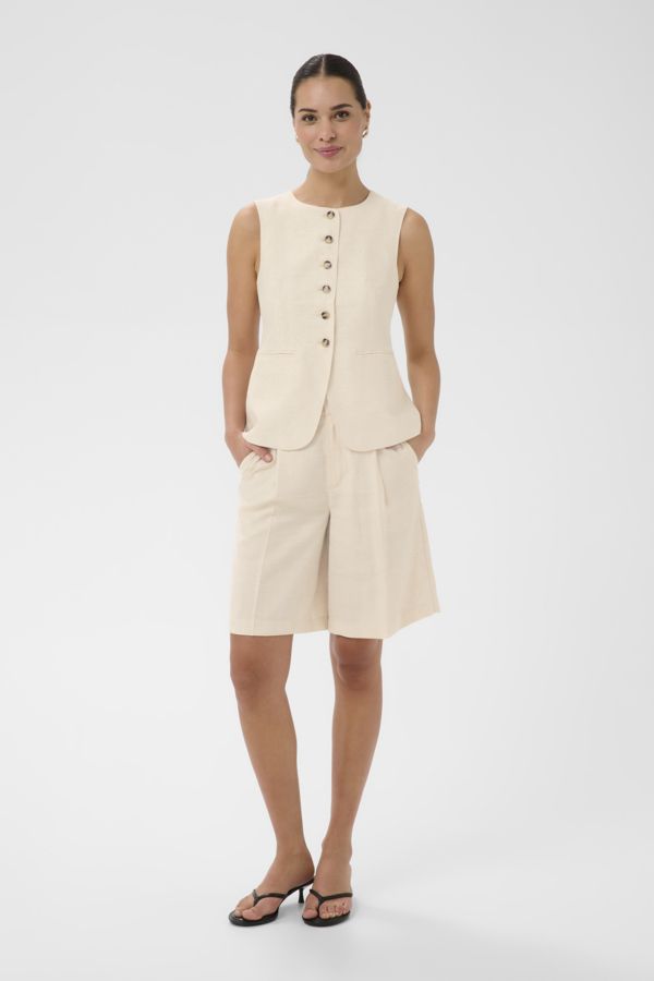 Kaffe Short taille haute lin avoine mélange 10511639