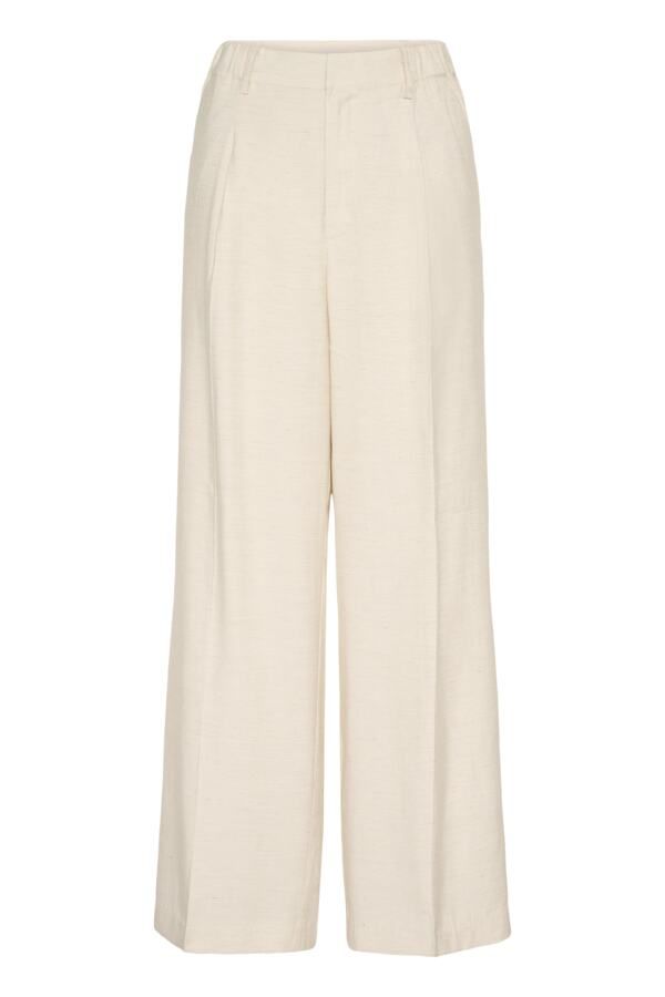 Kaffe Pantalon lin taille haute jambes larges avoine mélange 10511618