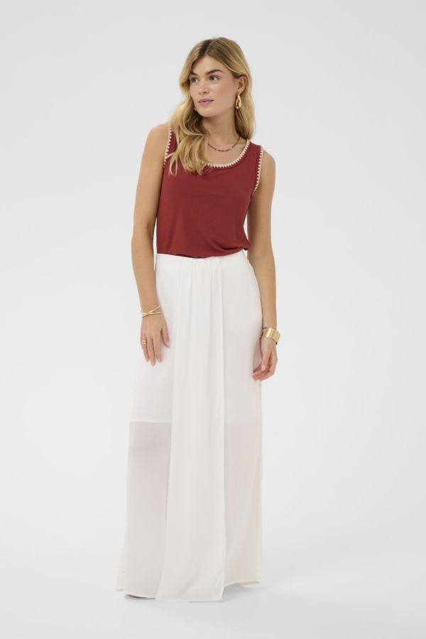 Cream Pantalon offwhite taille élastique jambes larges effet jupe 10615042