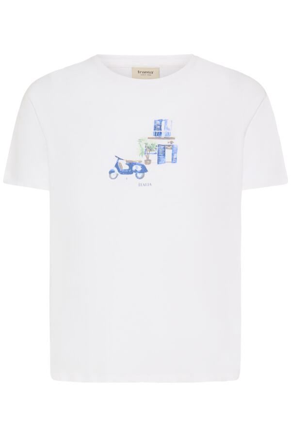 Fransa T-Shirt manches courtes col rond imprimé image Vespa bleu 20617718