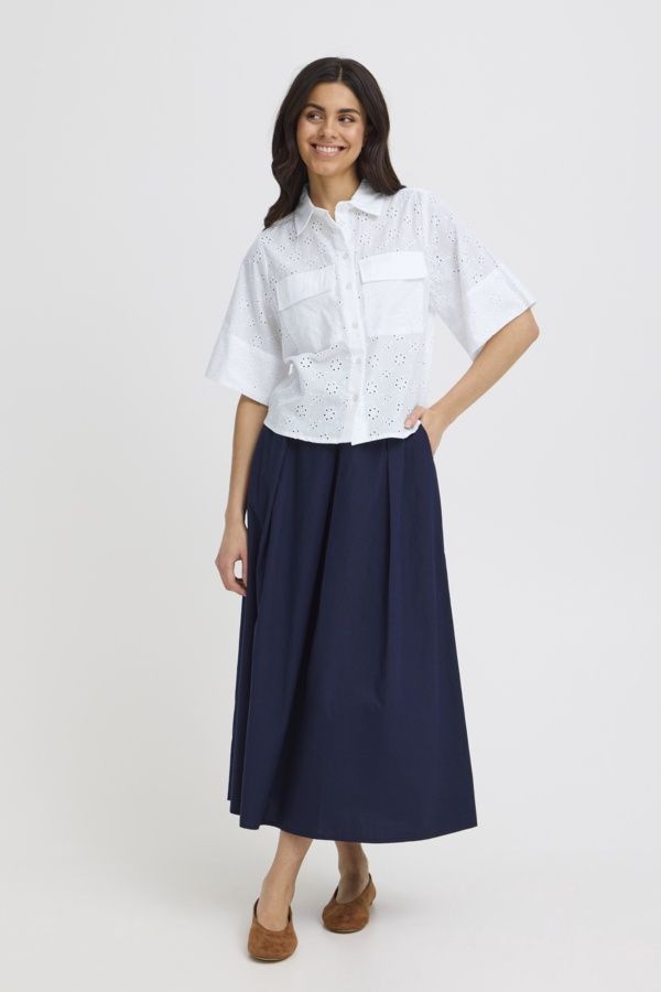 Fransa Blouse offwhite broderie avec poche avant manches courtes 20617598