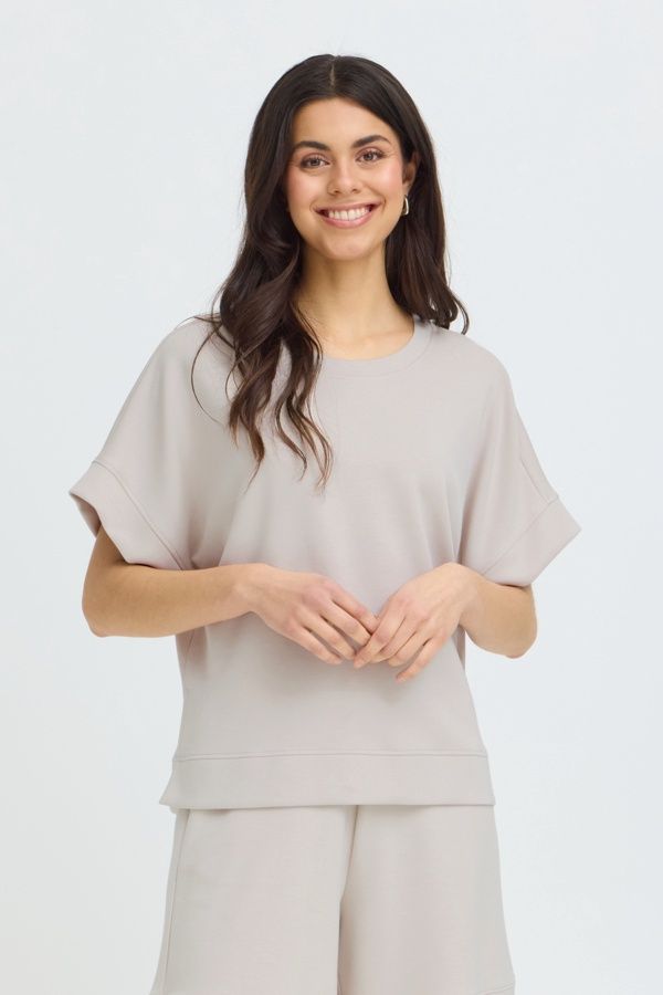 Fransa T-Shirt modal coupe légèrement ample manches courtes col rond Gray Morning 20617749