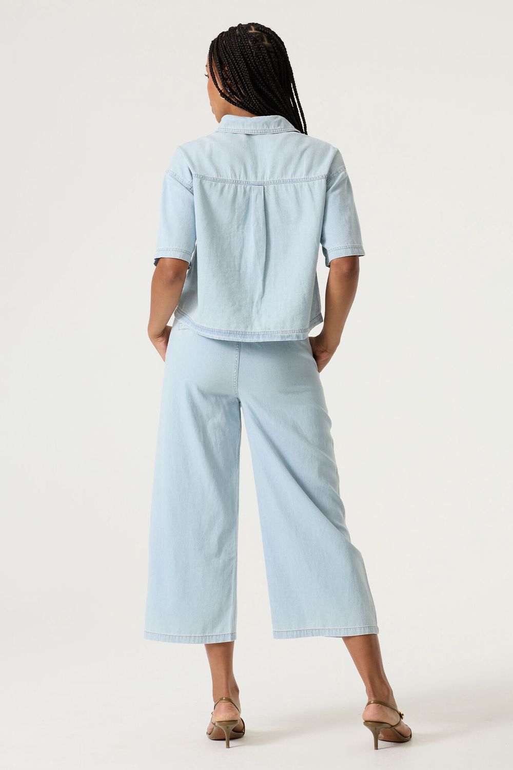 Garcia Pantalon crop jeans tencel bleu pâle jambes larges  Q2601121