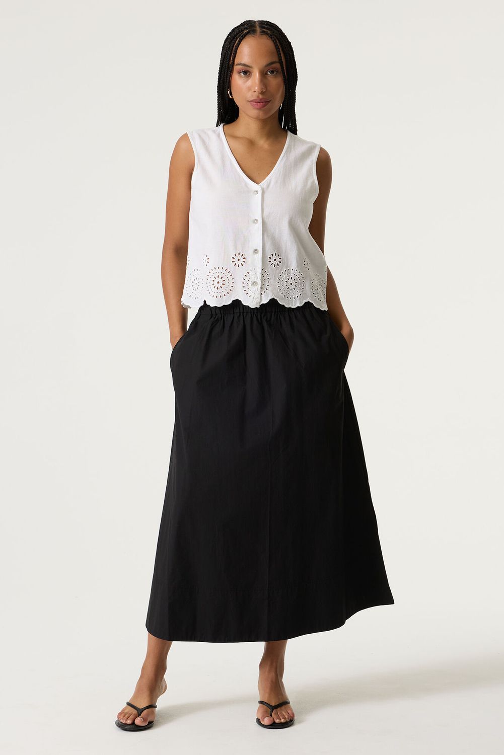 Garcia Jupe midi noire taille élastique ouverture bas Q260122