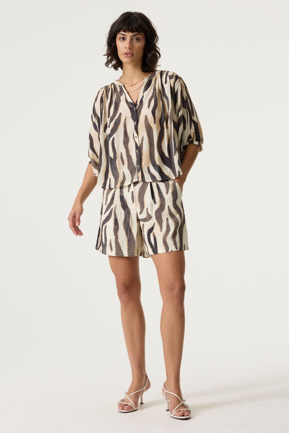 Garcia Short imprimé animal brun/crème Q260142