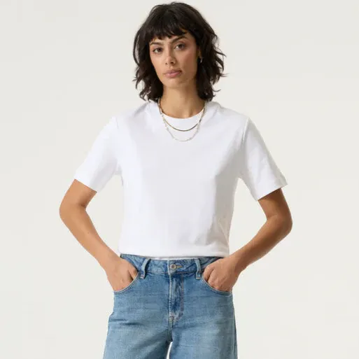 Garcia T-Shirt blanc col rond manches courtes coupe régulière Z0066-50