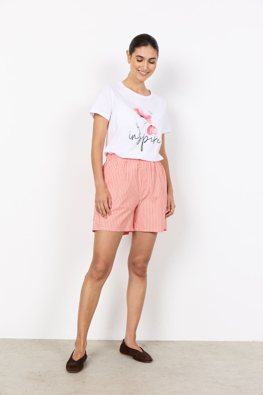 Soya Concept Short rayures corail taille élastique 41771