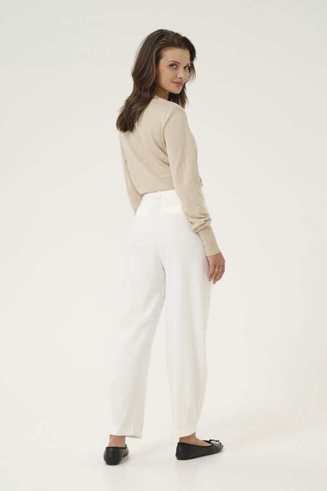Kaffe Pantalon trousers blanc taille haute avec poches 10504769