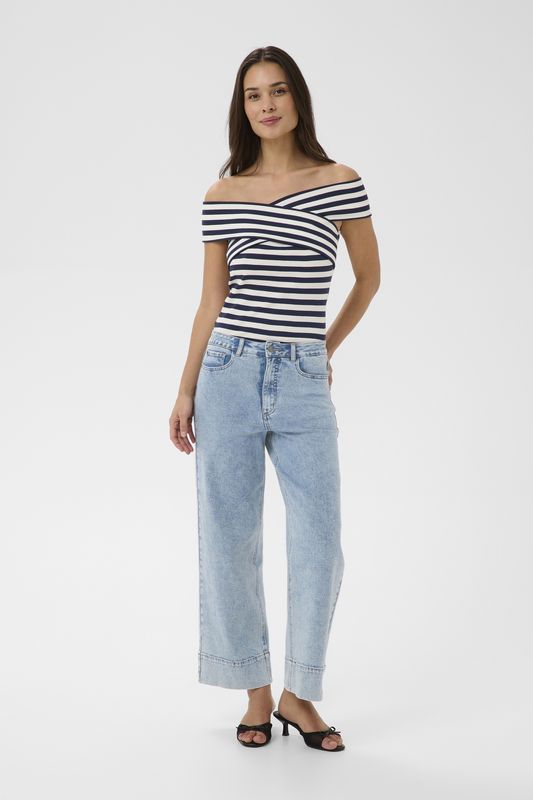 Kaffe Jeans bleu clair jambes larges taille haute finition large au bas 10511559