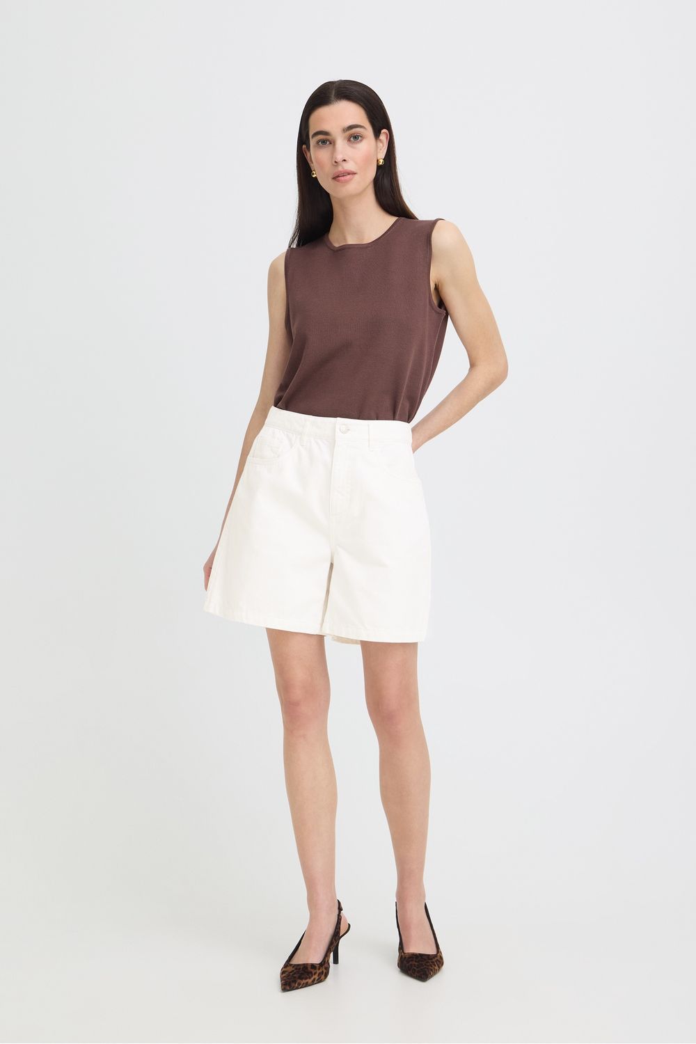 B.Young Short de jeans blanc taille haute 20818967