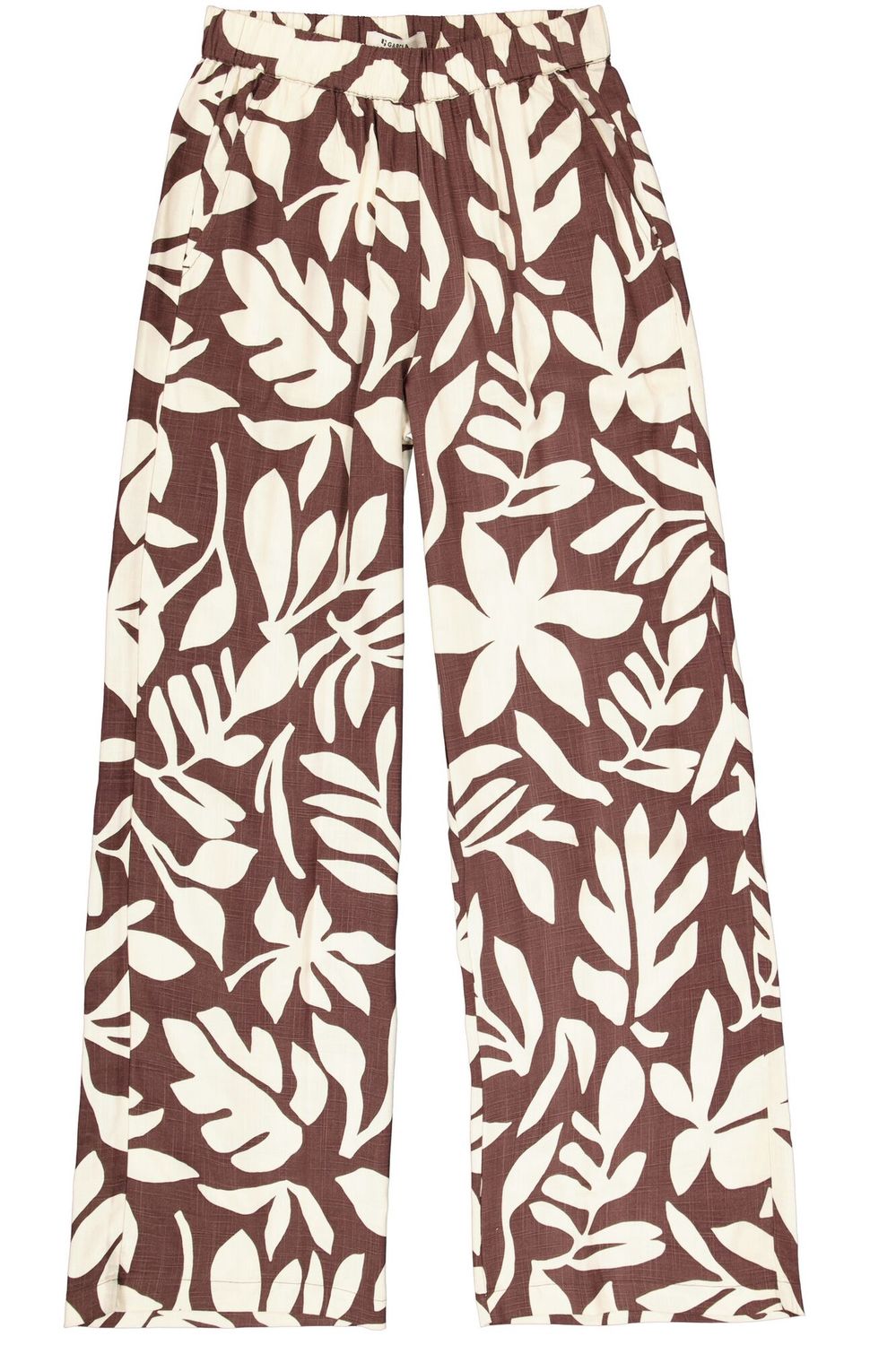 Garcia Pantalon jambes larges taille élastique imprimé brun P260310