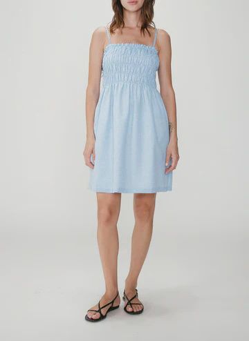Grace&amp;Mila Robe fines bretelles WILLA motif carreaux bleu ciel 210009