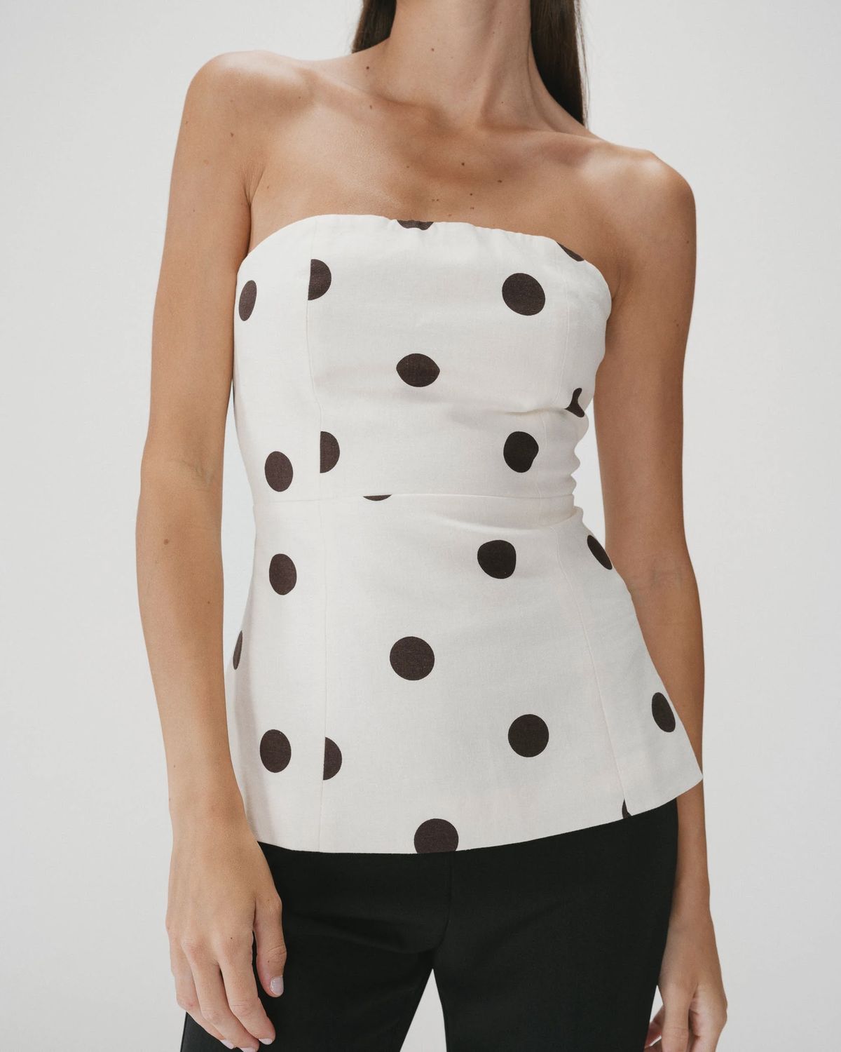 Grace&amp;Mila Haut bustier WIXIE écru pois brun chocolat 27019