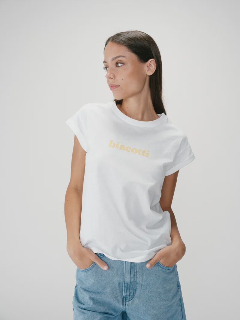 Grace&amp;Mila T-Shirt manches courtes WYLO écritures velours Biscotti jaune 27022
