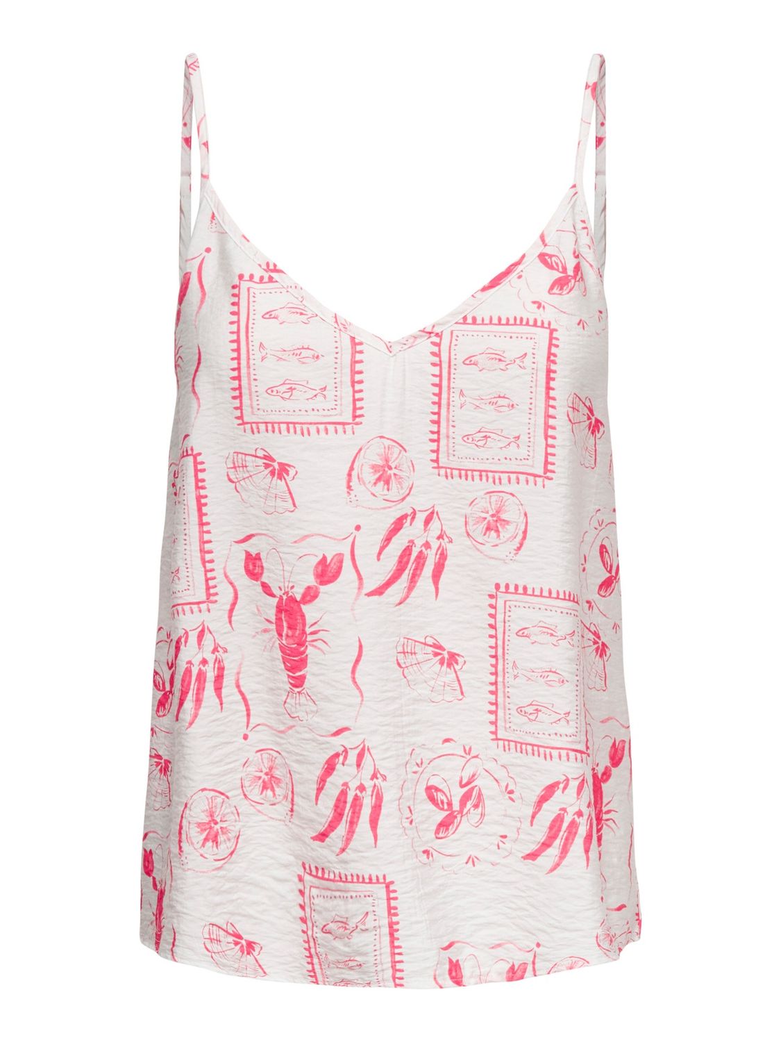 JDY Camisole fines bretelles ajustables imprimé corail Lobster 15370122