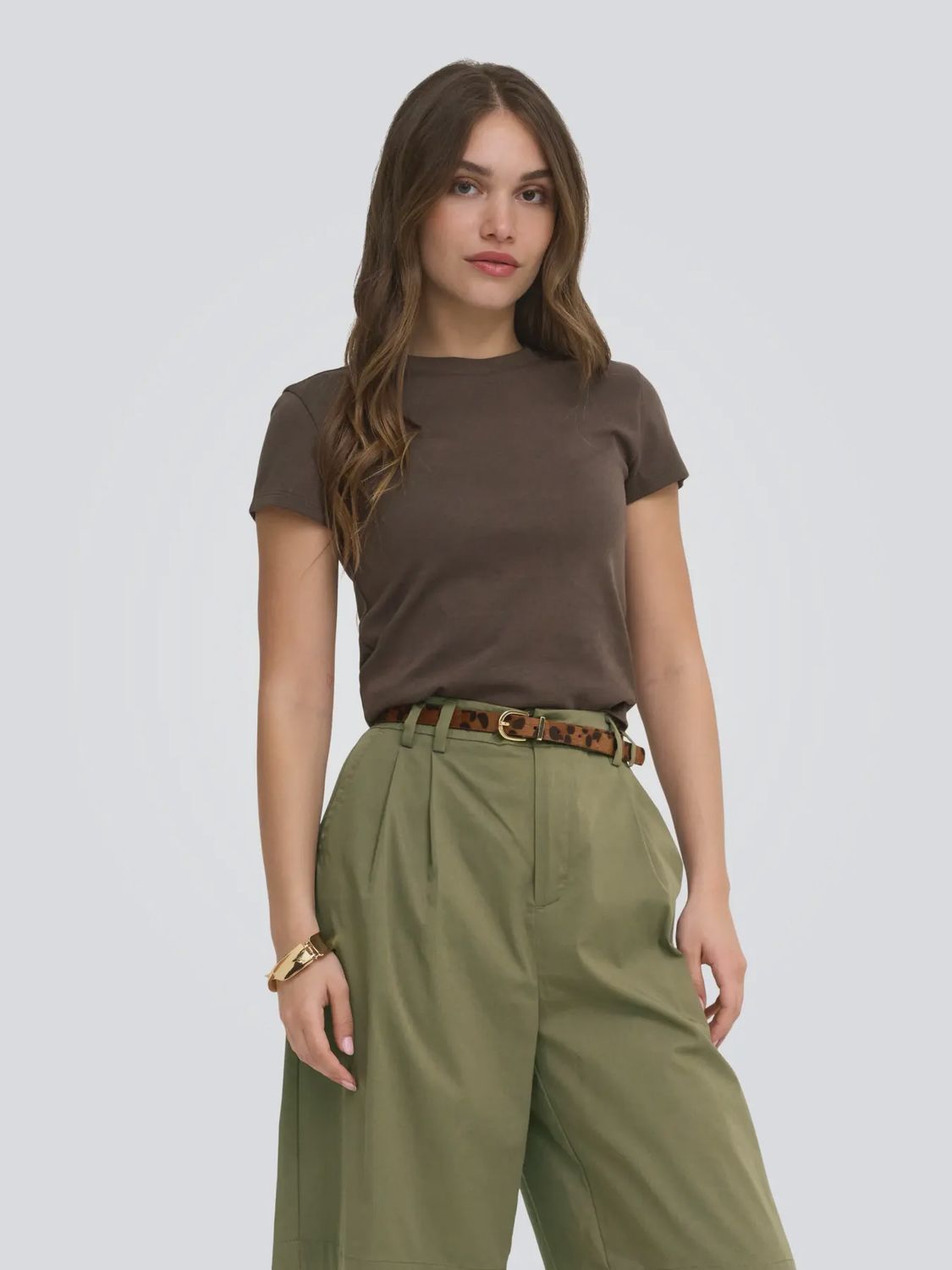 Only T-shirt brun de base col rond 15377620