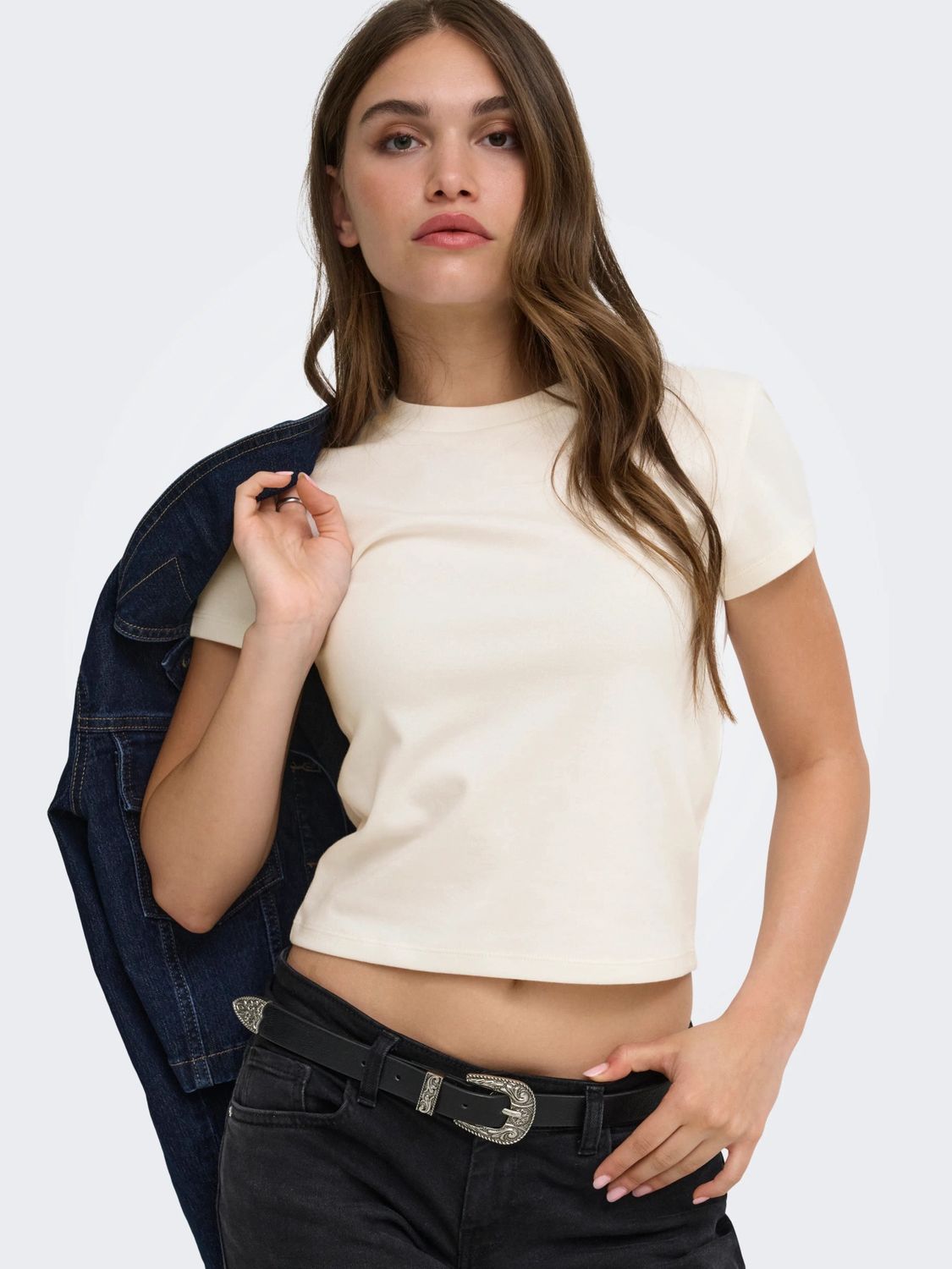 Only T-shirt offwhite de base col rond 15377620