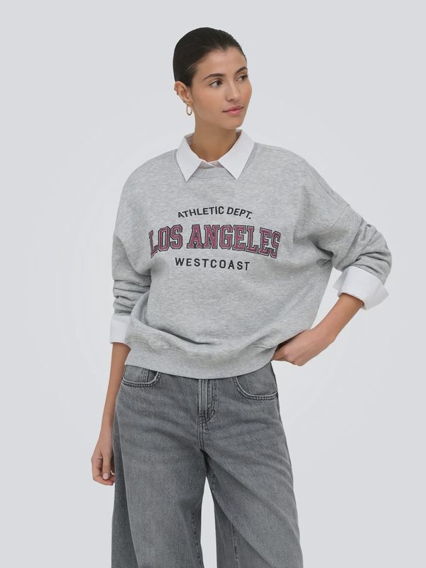 JDY Crewneck gris écriture bourgogne 'Los Angeles' 15370526