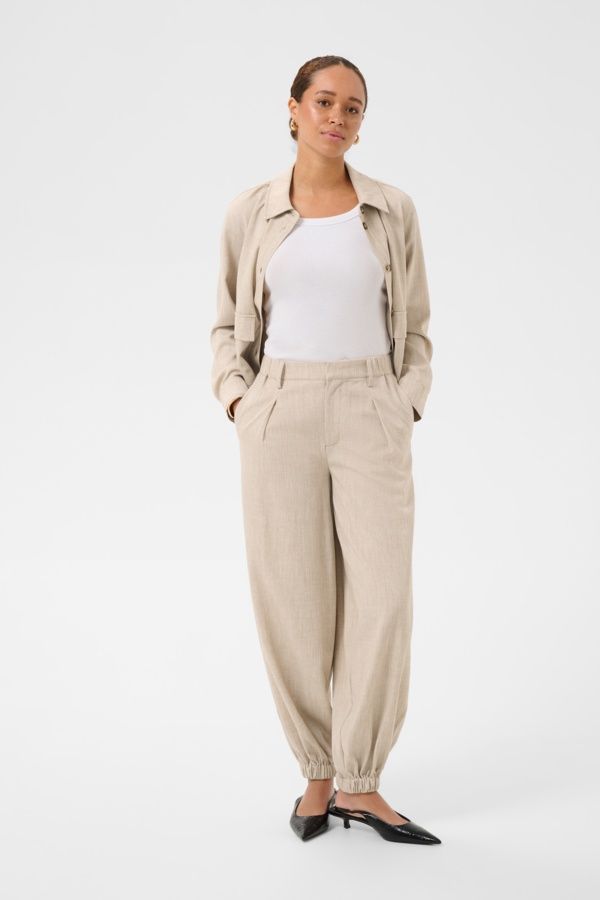 Kaffe Pantalon taille élastique à l'arrière jambes bouffantes avec élastique au bas Feather Gray Mélange 10511837