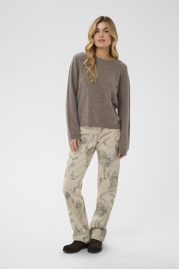 Cream Pull lainage manches longues col rond Brun Java Mélange 10614483