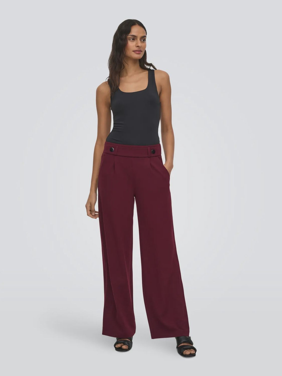 JDY Pantalon bordeaux droit extensible taille élastique 15208430
