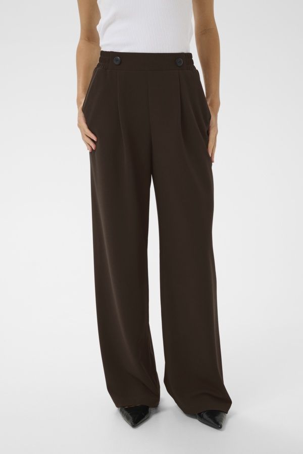 Kaffe Pantalon Coffee Bean taille haute jambes larges souple et confortable 10511095