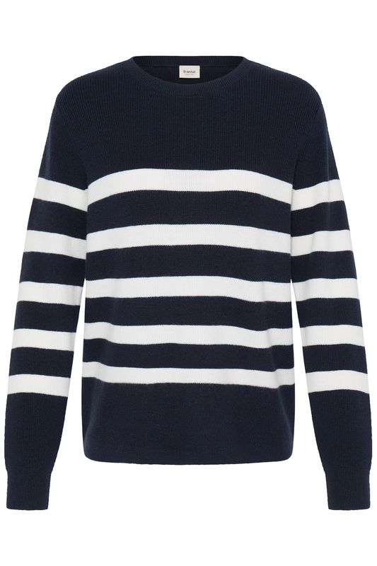Fransa Chandail en tricot offwhite à manches longues avec rayures bleu marine 20618127